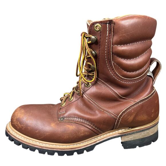 Vintage Carolina Men’s Brown Leather Logger Work Boots Size US 9 main image 8